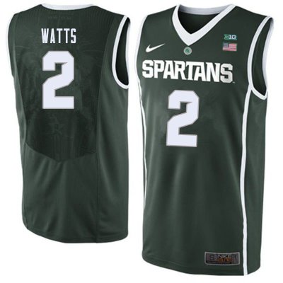 Men Michigan State Spartans NCAA #2 Mark Watts Green Authentic Nike Stitched College Basketball Jersey BD32J82SA